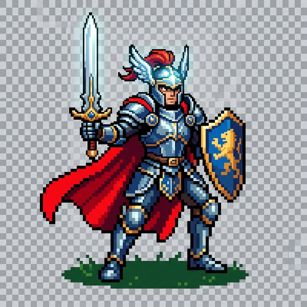 Small pixel knight generated as a Pixomundo asset